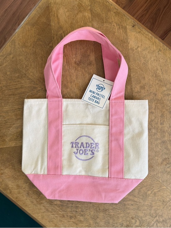 Trader Joe'S Handbags - Trader Joe's Cream and Pink Canvas Mini Tote NWT Spring Pastel